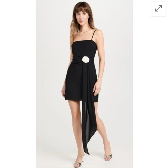 Amanda Uprichard Isabel Mini Dress Black White Rosette XS Revolve $168 - Picture 1 of 12